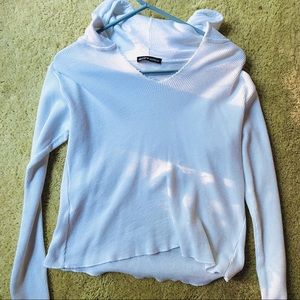 White Brandy Melville Waffle Shirt with Hood